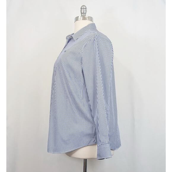 Ralph Lauren Blouse Blue White Stripe Cotton Top Non Iron Women's Size 2X - Picture 4 of 7